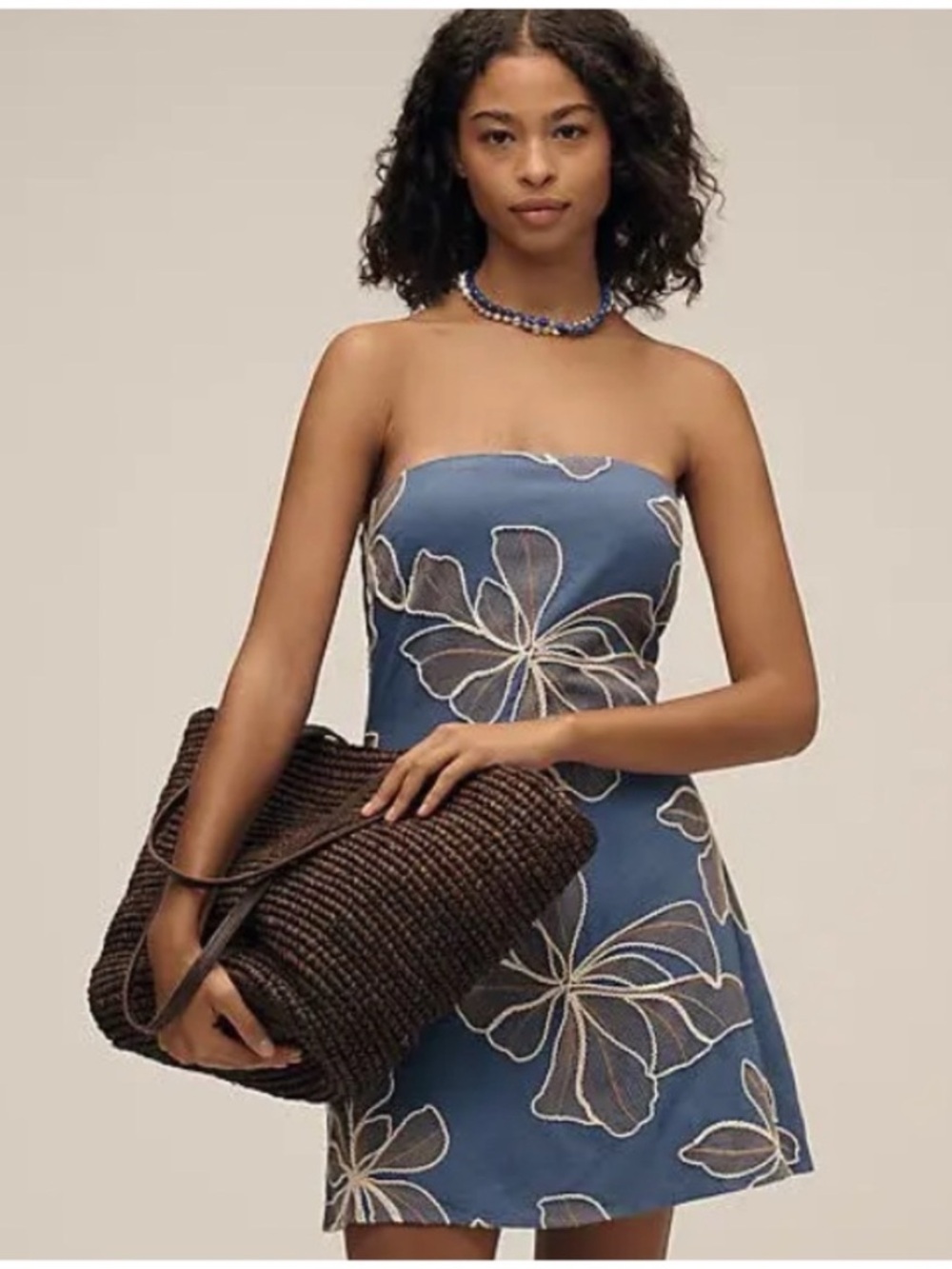 NWT Anthropologie Flat White Embroidered Strapless Mini Dress, XL - Picture 4 of 13
